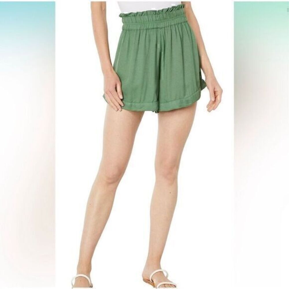 O’Neill Women’s Green Lightweight Alden Solid Linen Stretch Shorts Size XL